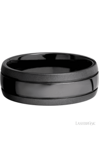 8 mm wide Domed with two accent grooves Zirconium band img3