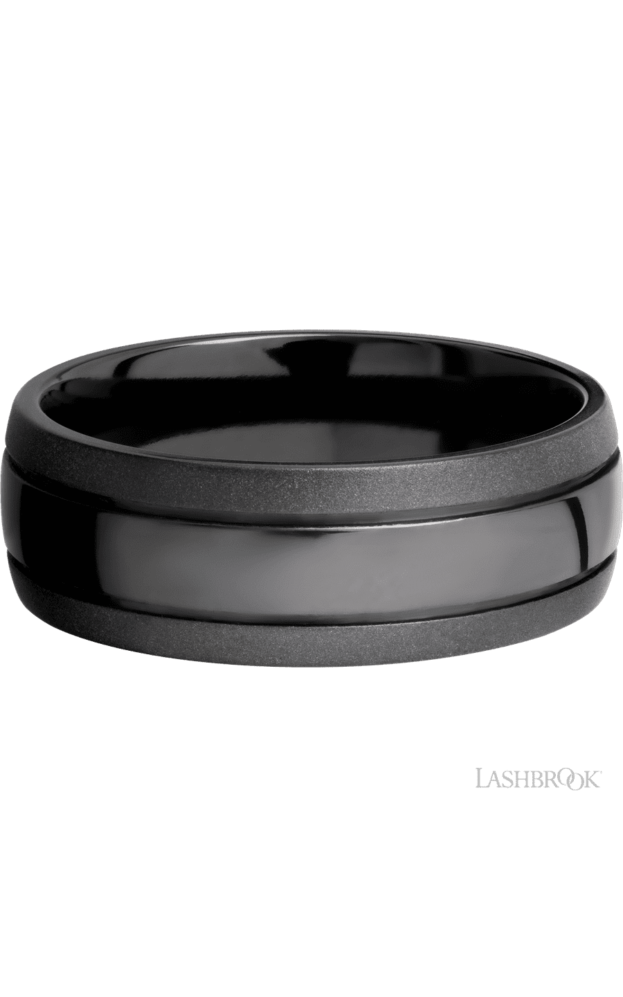 8 mm wide Domed with two accent grooves Zirconium band img3