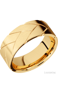 8 mm wide/Flat/14K Yellow Gold band with a machined Flatbraid pattern img1