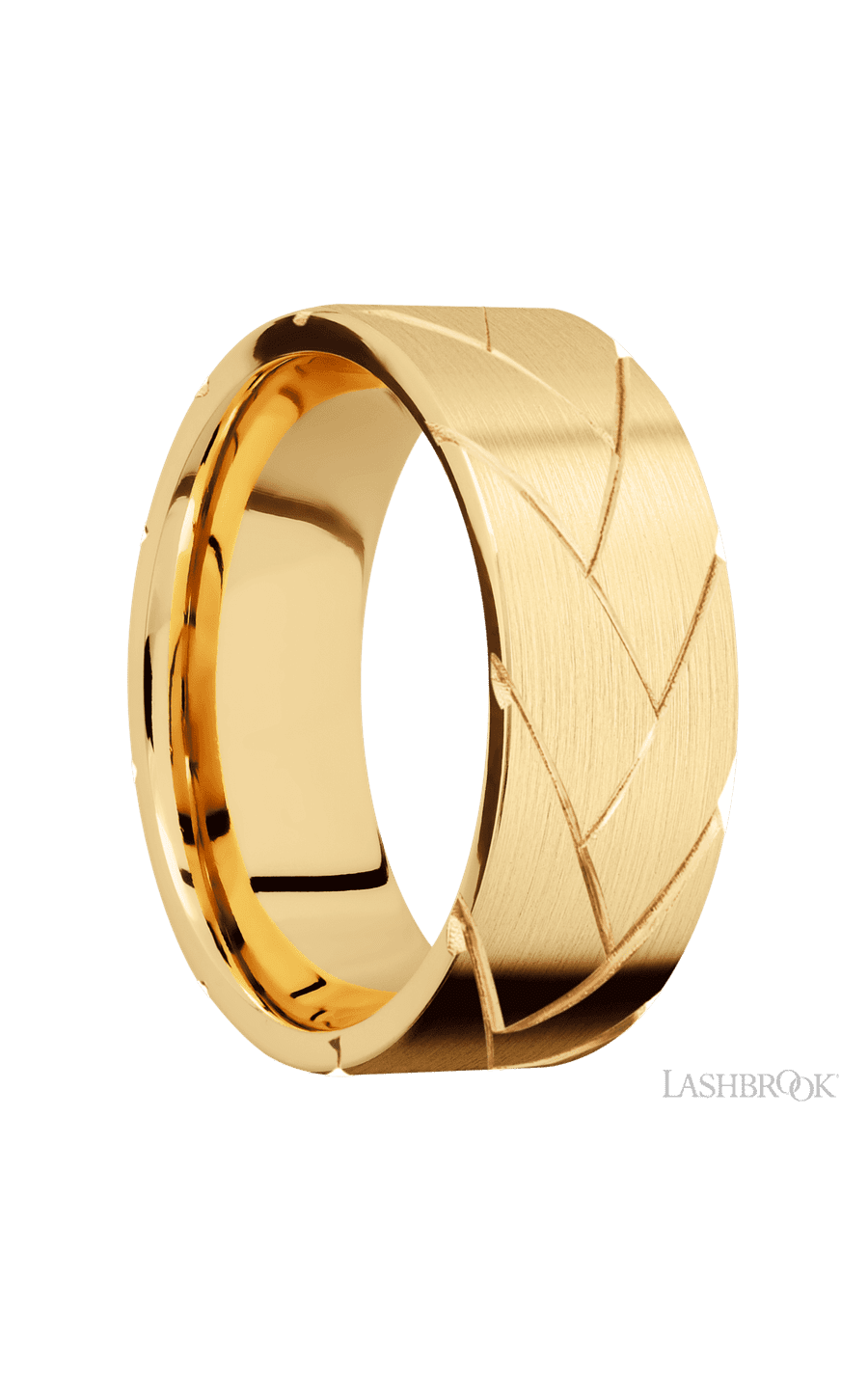8 mm wide/Flat/14K Yellow Gold band with a machined Flatbraid pattern img2