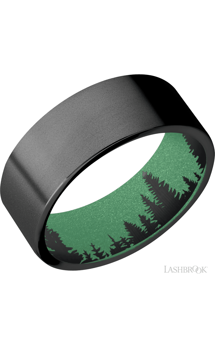 8 mm wide Flat Zirconium band featuring a Squatch sleeve img1