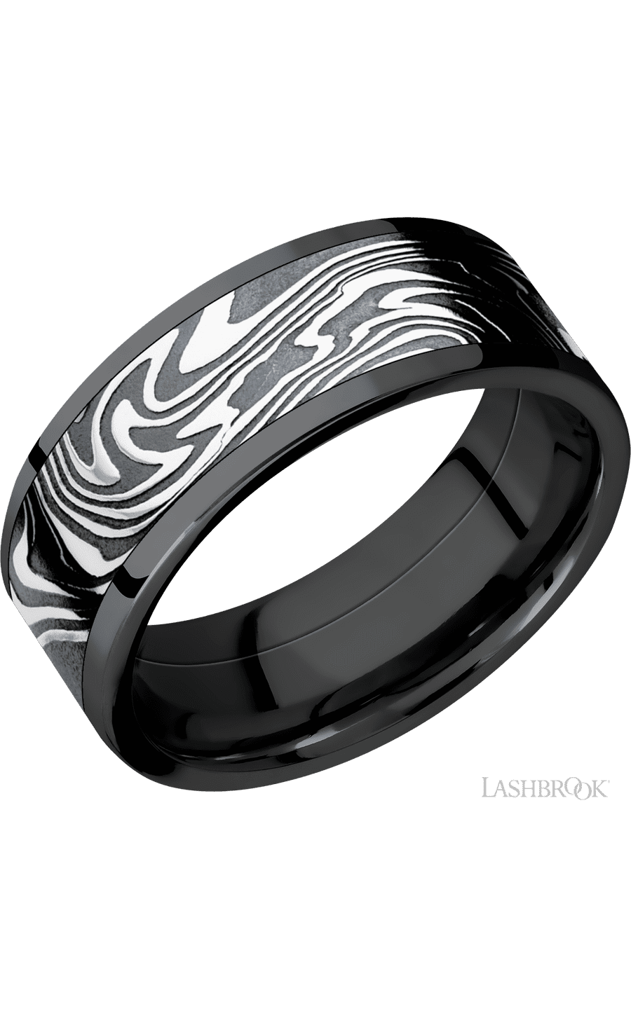 8 mm wide/Flat/Zirconium band with one 6 mm Centered inlay of Kinetic img1