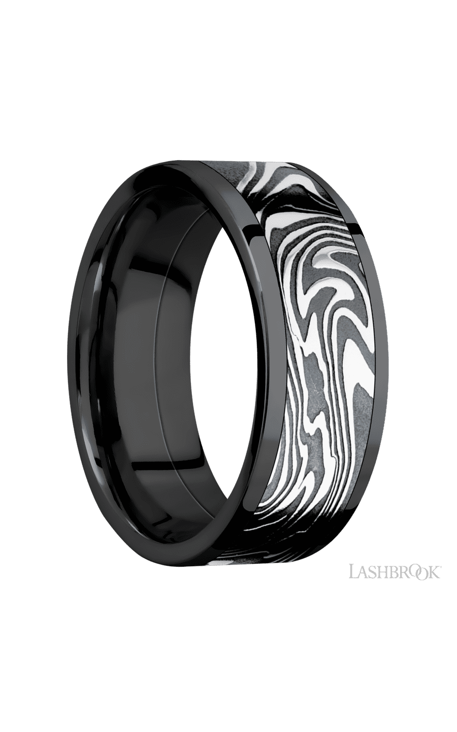 8 mm wide/Flat/Zirconium band with one 6 mm Centered inlay of Kinetic img2