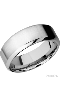 8 mm wide High Bevel 14K White Gold band img1