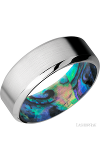 8 mm wide High Bevel Cobalt Chrome band featuring a Abalone sleeve img1