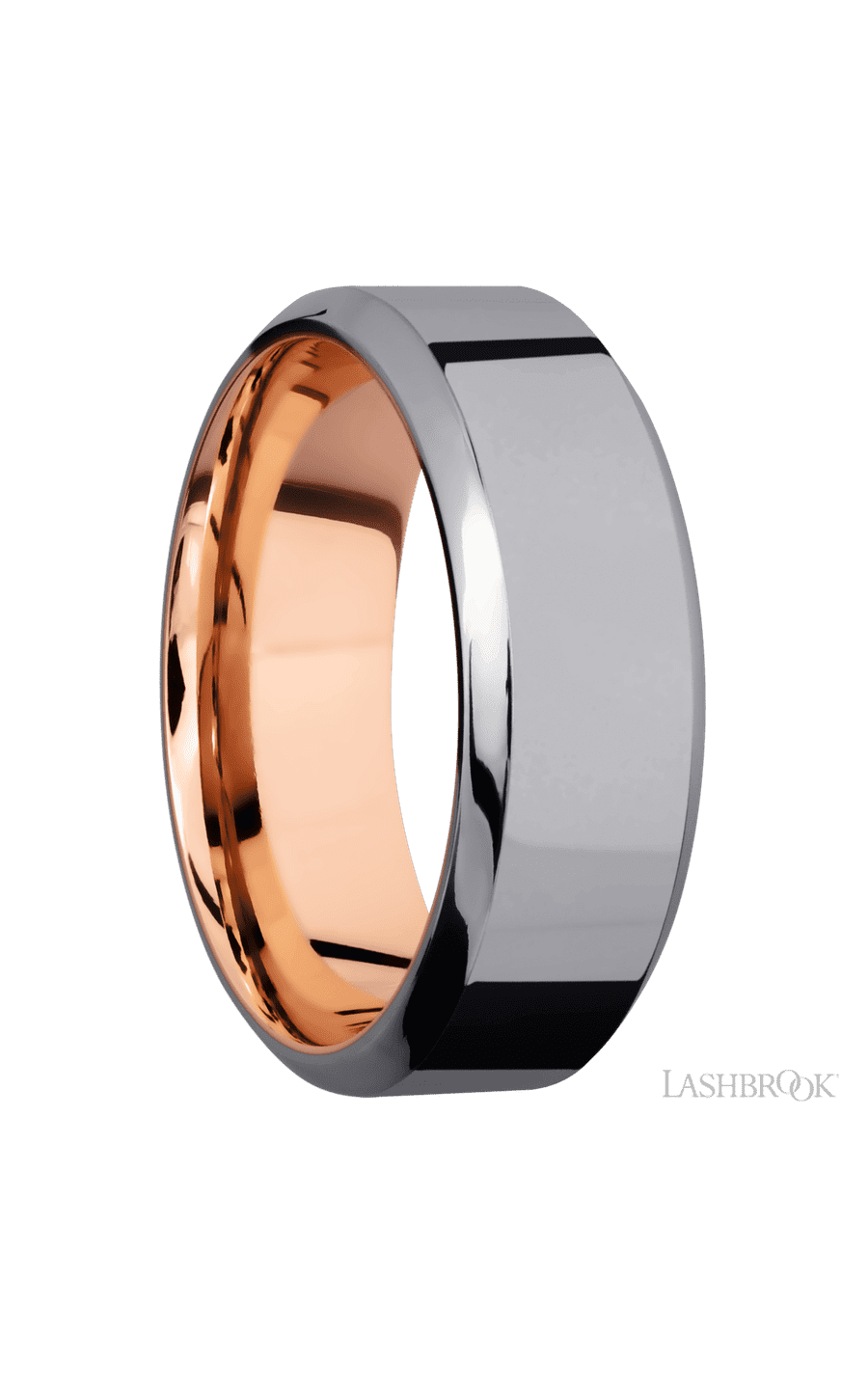 8 mm wide High Bevel Tantalum band featuring a 14K Rose Gold sleeve img2