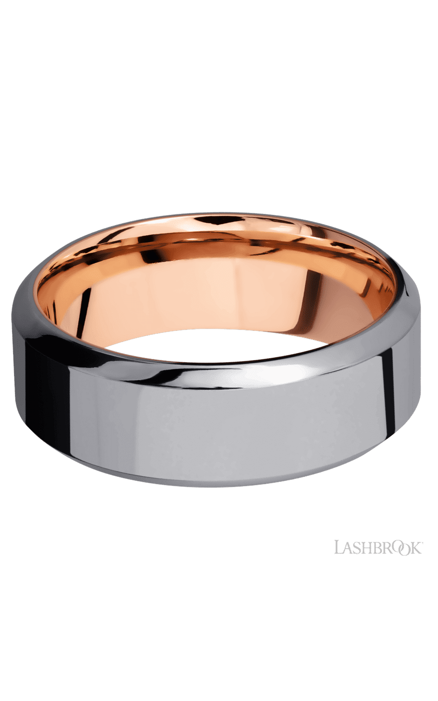 8 mm wide High Bevel Tantalum band featuring a 14K Rose Gold sleeve img3