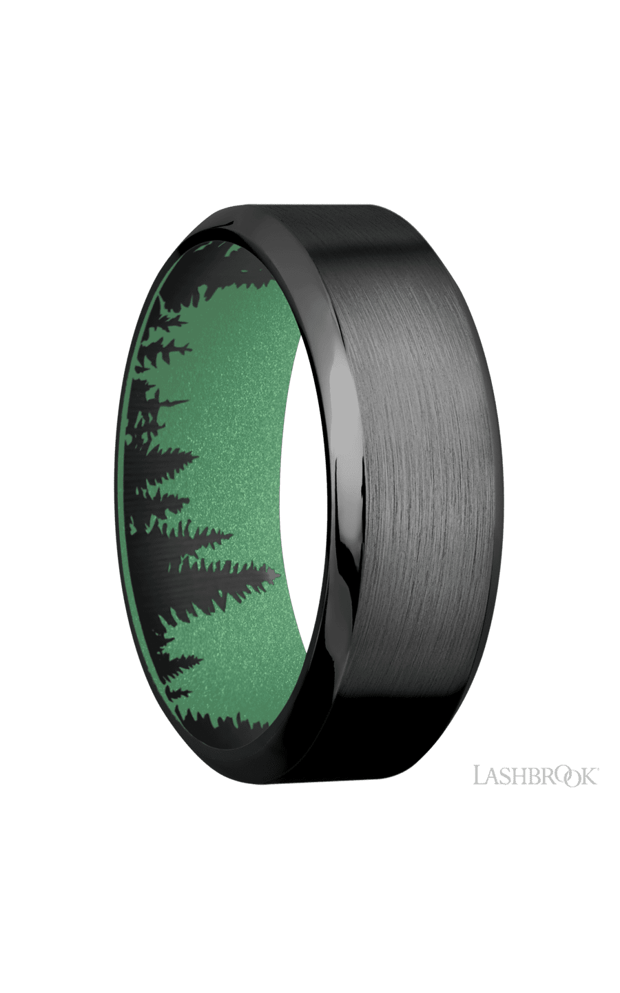 8 mm wide High Bevel Zirconium band featuring a Squatch sleeve img2