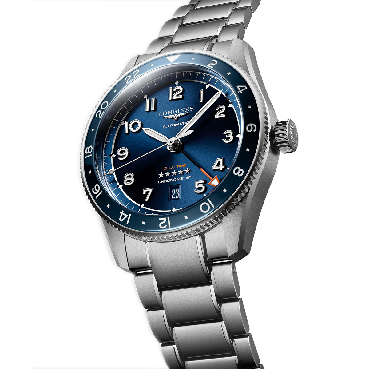 Longines Spirit Zulu Time 42MM Automatic Watch GMT Blue Dial L38124936