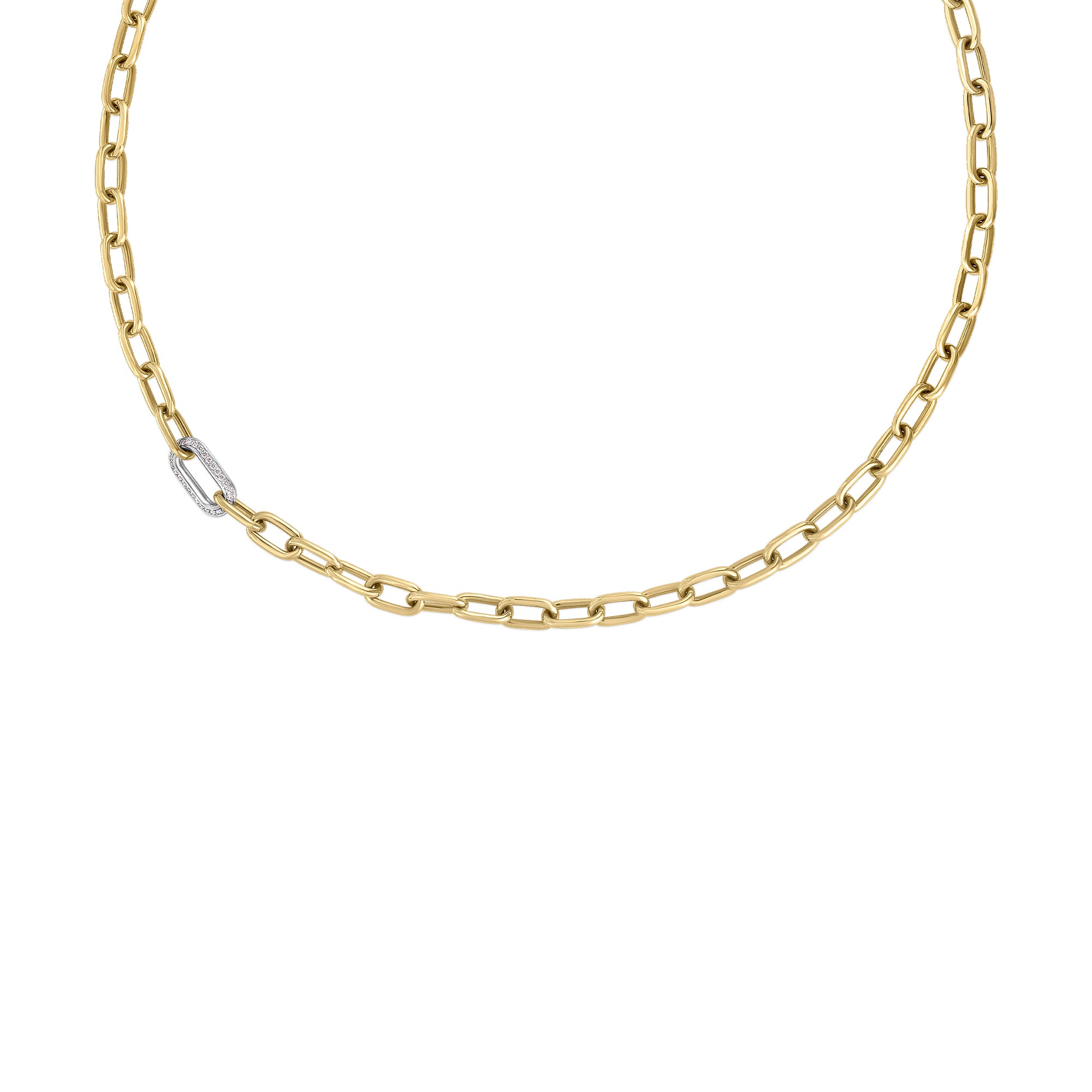 Roberto Coin 18K Yellow & White Gold Diamond Link Chain Necklace