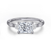 Gabriel & Co. Darline 14K White Gold Radiant Cut Three Stone Lotus Diamond Engagement Ring