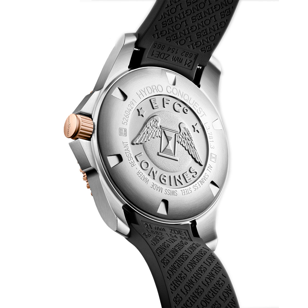 Longines HydroConquest 41MM Automatic Watch  Sunray Black Dial Black Rubber Strap L37813589