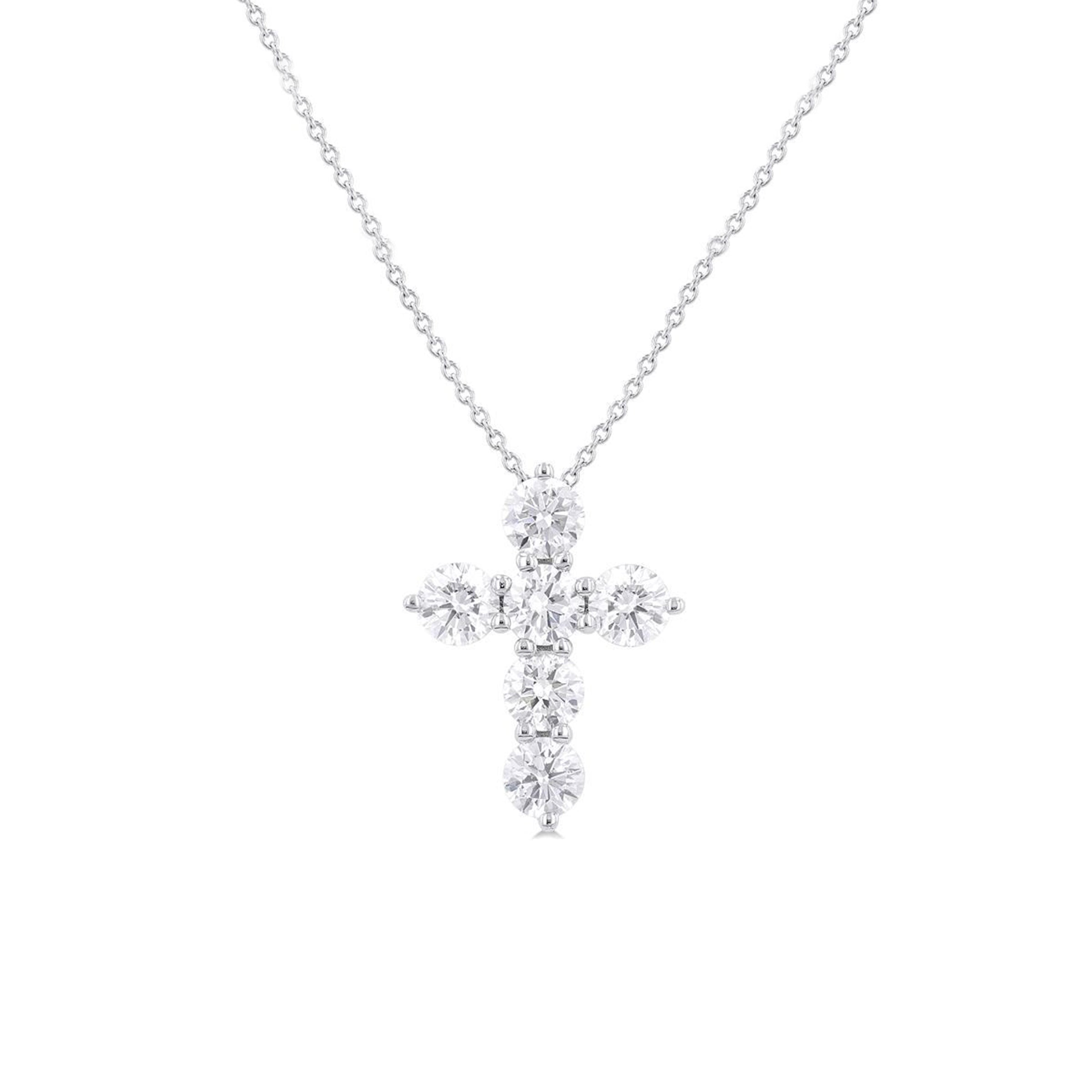 14K White Gold 1.50 Carat Diamond Cross Necklace