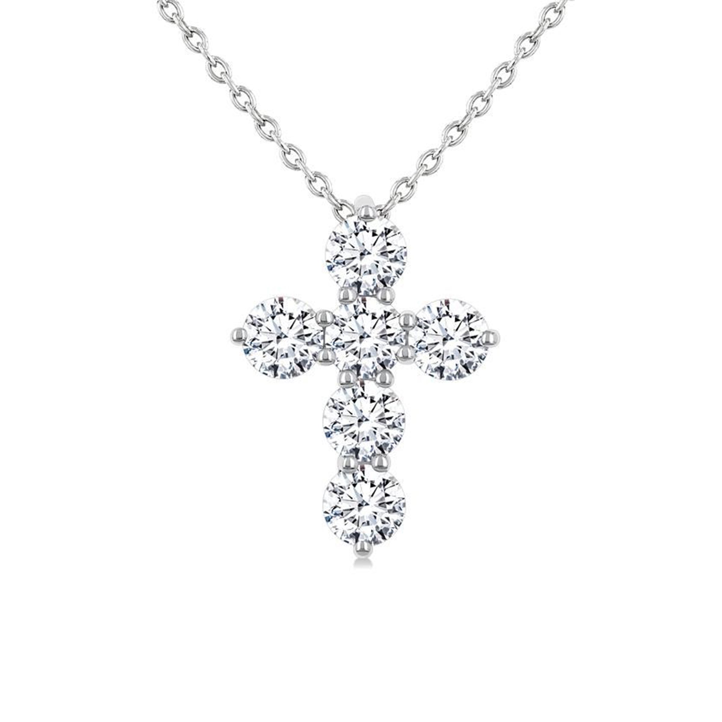 14K White Gold 1.000 Carat Cross Diamond Necklace