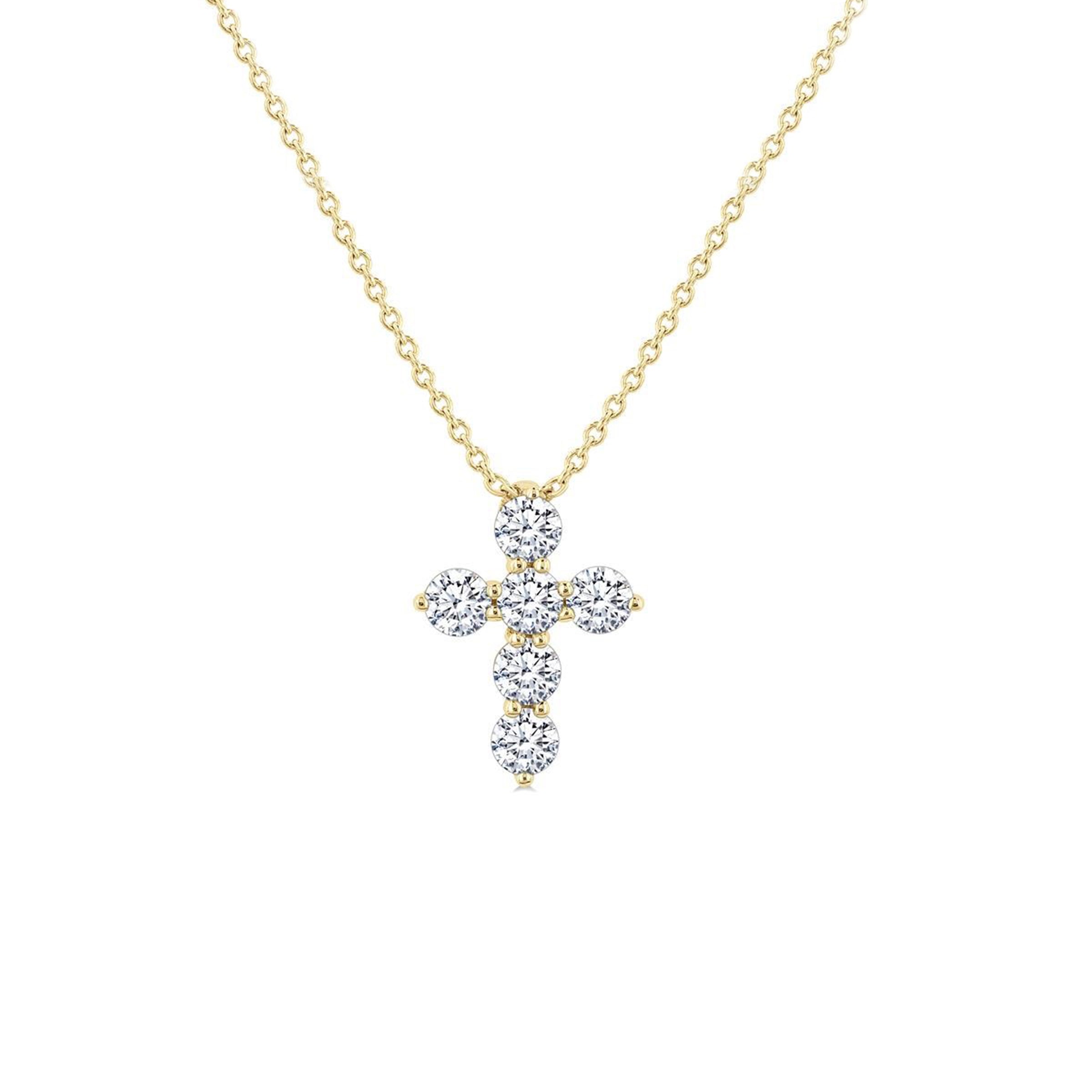 14K Yellow Gold .35 Carat Diamond Cross Necklace