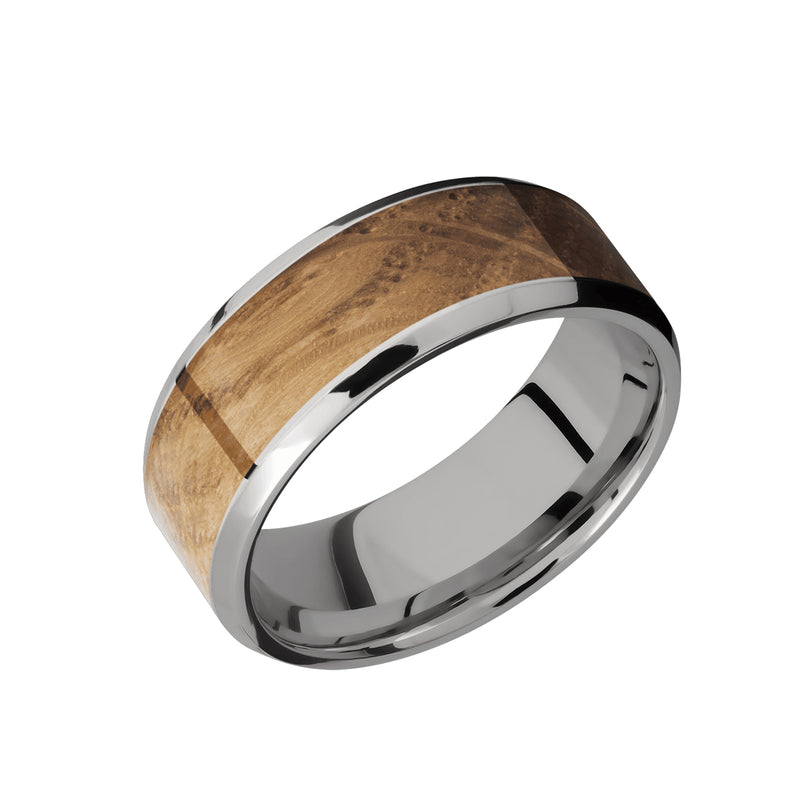 Lashbrook 8MM Titanium and Whiskey Barrel Hardwood Inlay Wedding Band - NAGI