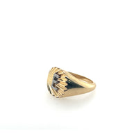 14k yellow gold signet ring with "E" initial