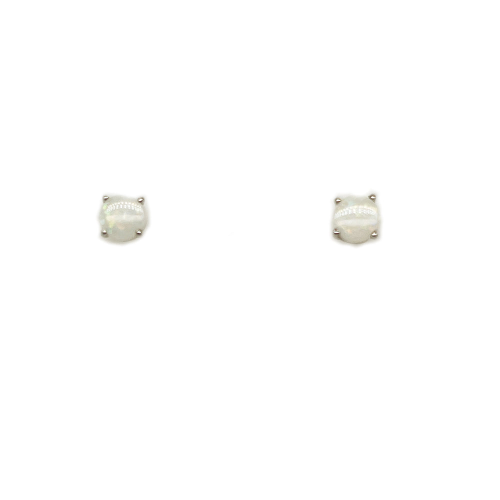 14K White Gold Opal Stud Earrings