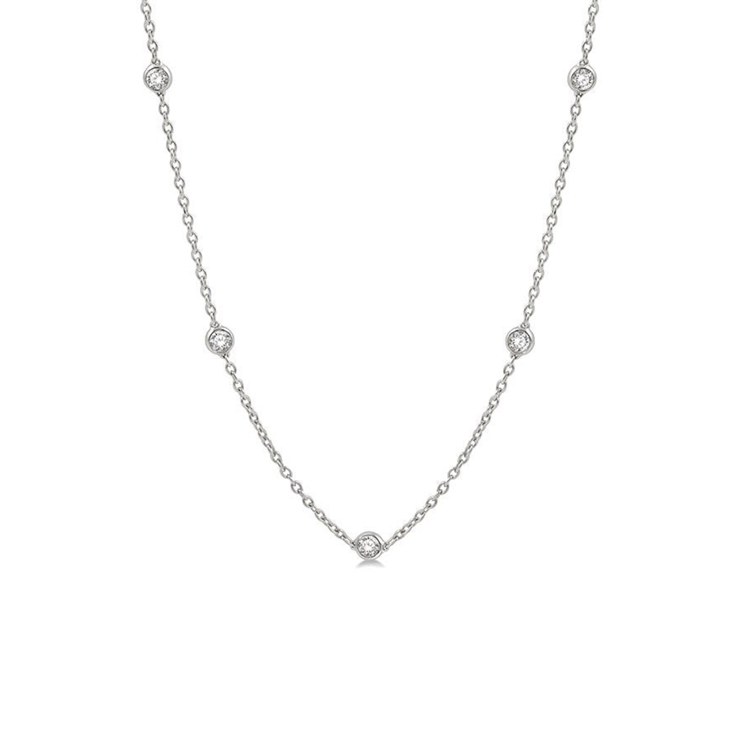 14K White Gold 1.50 Carat Diamond by the Yard Necklace