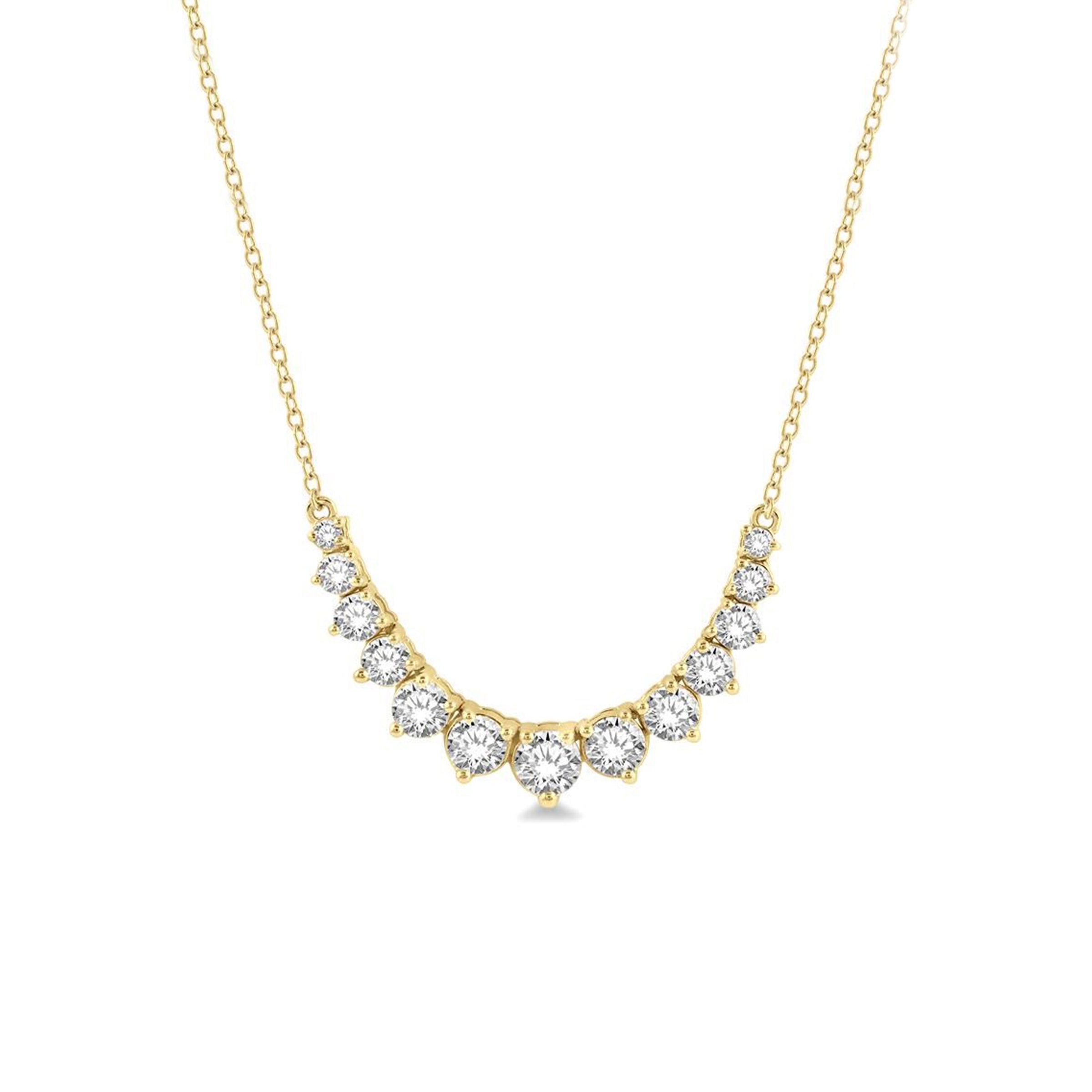 14K Yellow Gold Smile Diamond Necklace - NAGI
