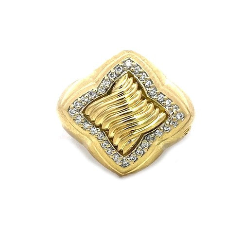 Pre-Owned David Yurman 18K Yellow Gold Quatrefoil Diamond Ring