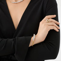 Marco Bicego 18K Yellow Gold Marrakech 3-Strand Ring with Double Diamond Row