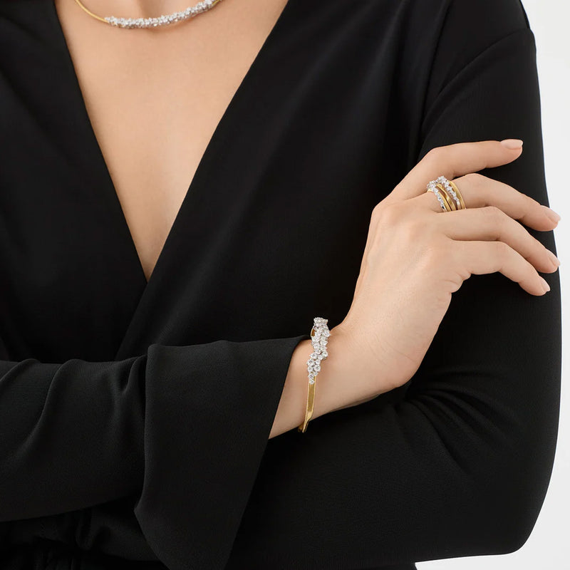 Marco Bicego 18K Yellow Gold Marrakech 3-Strand Ring with Double Diamond Row