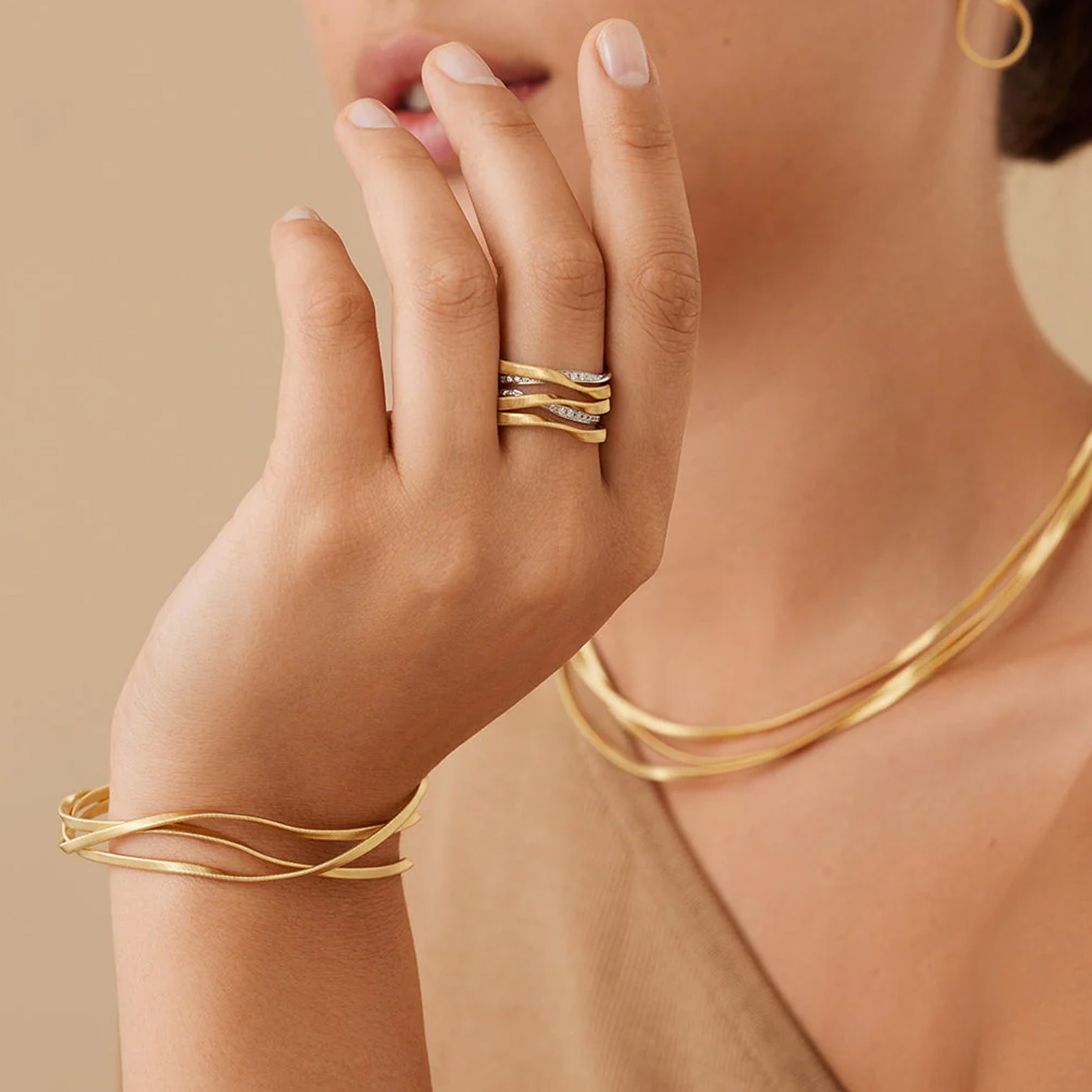Marco Bicego 18K Yellow Gold Marrakech Coil Ring With Diamonds