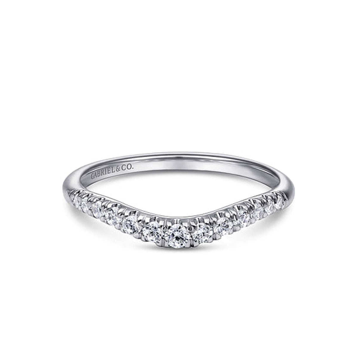 Gabriel & Co. 14K White Curved Wedding Band - NAGI