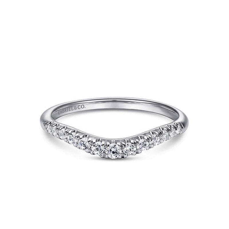 Gabriel & Co. 14K White Curved Wedding Band - NAGI