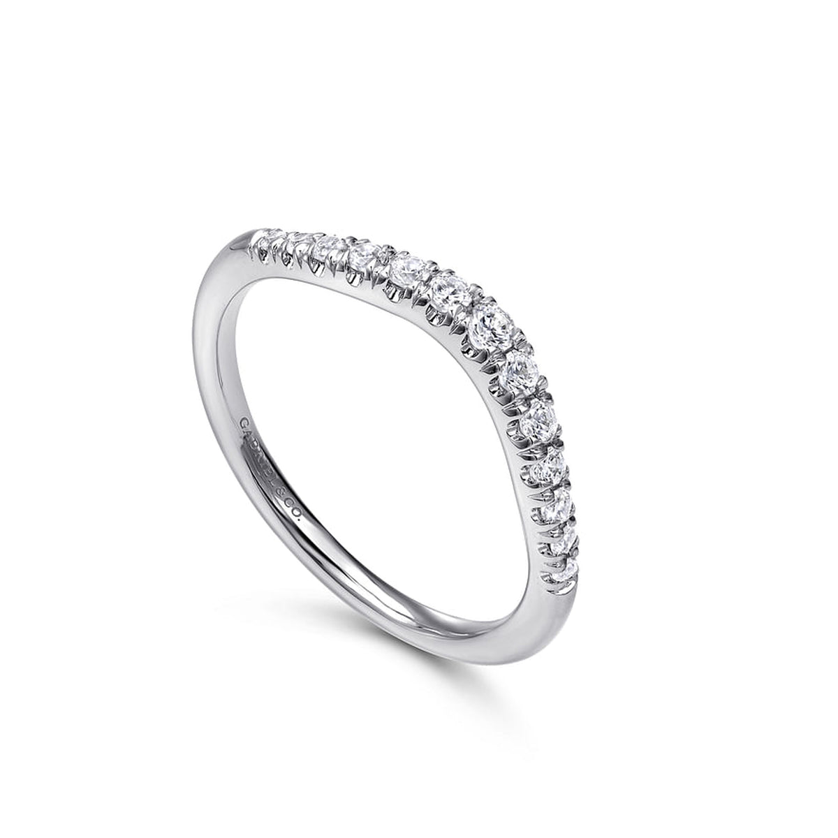 Gabriel & Co. 14K White Curved Wedding Band - NAGI
