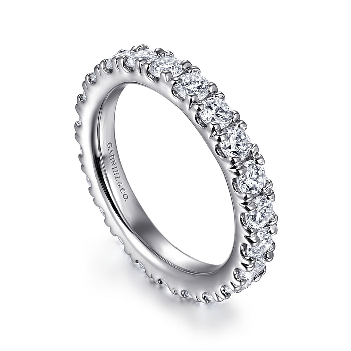 Gabriel & Co. 14K White Pave Set Wedding Band - NAGI