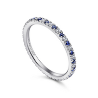 Gabriel & Co. Bari 14K White Gold French Pave Set Sapphire and Diamond Eternity Band - NAGI