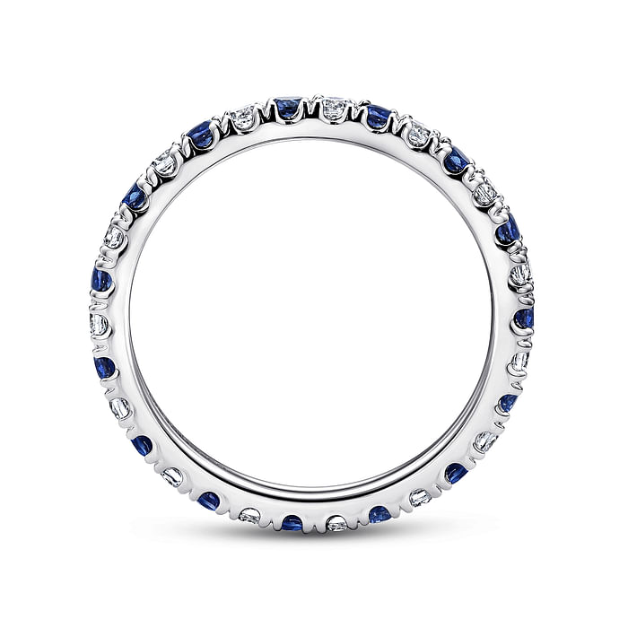 Gabriel & Co. Bari 14K White Gold French Pave Set Sapphire and Diamond Eternity Band - NAGI