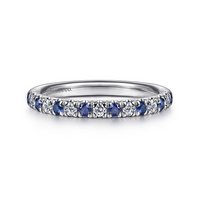 Gabriel & Co. 14K White Gold Bari Diamond and Sapphire Anniversary Band