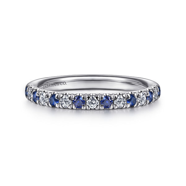 Gabriel & Co. 14K White Gold Bari Diamond and Sapphire Anniversary Band