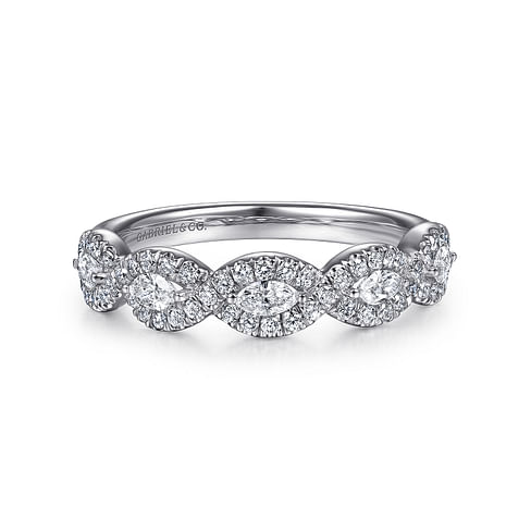 Gabriel & Co. 14K White Gold Halo Wedding Band - NAGI