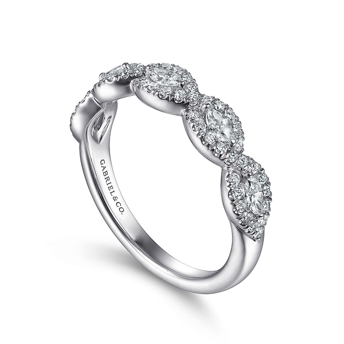 Gabriel & Co. 14K White Gold Halo Wedding Band - NAGI