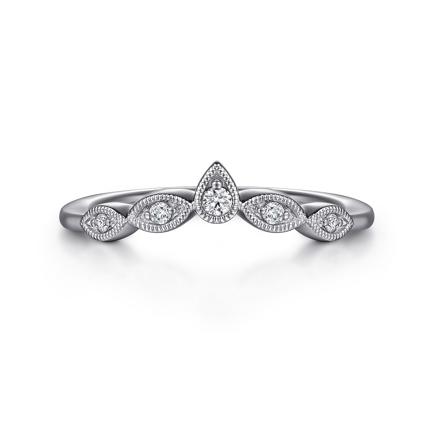 Gabriel & Co. 14K White Gold Curved Wedding Band - NAGI