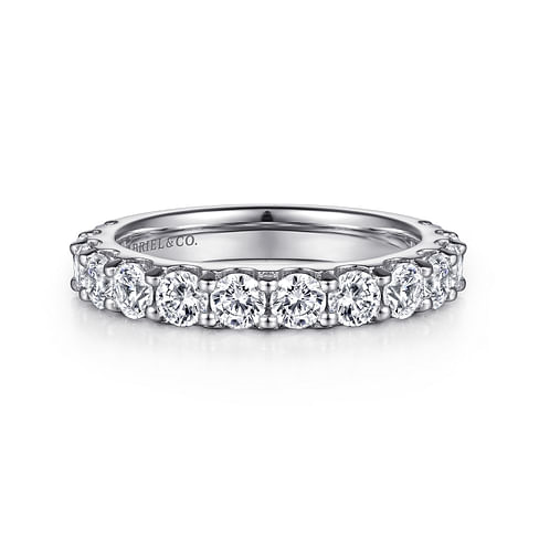 Gabriel & Co. 14K White Gold Shared Prong Wedding Band - NAGI