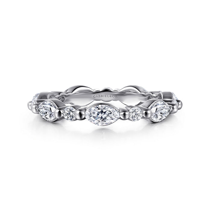 Gabriel & Co. 14K White Gold Prong Set Wedding Band - NAGI