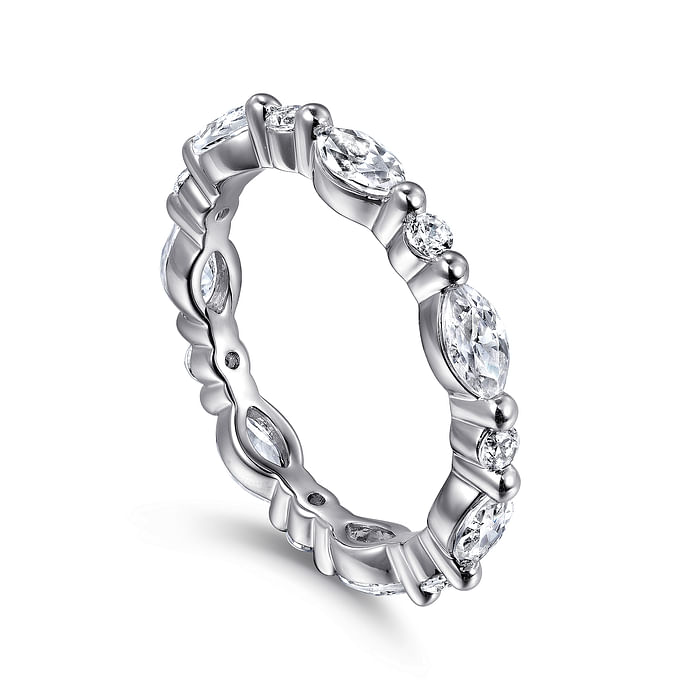 Gabriel & Co. 14K White Gold Prong Set Wedding Band - NAGI