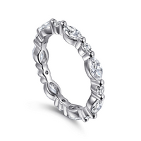 Gabriel & Co. 14K White Gold Prong Set Wedding Band - NAGI