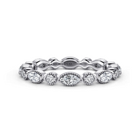 Gabriel & Co. 14K White Gold Marquise and Round Shared Prong Wedding Band - NAGI