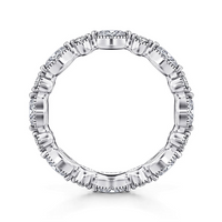 Gabriel & Co. 14K White Gold Marquise and Round Shared Prong Wedding Band - NAGI