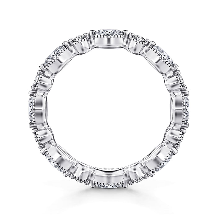 Gabriel & Co. 14K White Gold Marquise and Round Shared Prong Wedding Band - NAGI