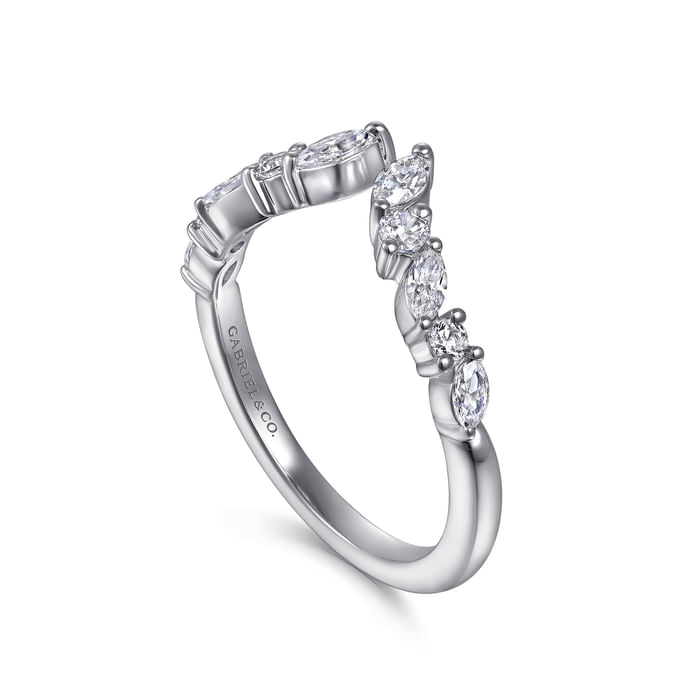 Gabriel & Co. 14K White Gold Marquise and Round Diamond Band - NAGI