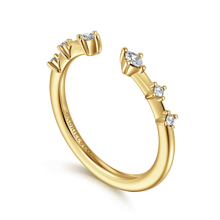 Gabriel & Co. 14K Yellow Gold Marquise and Round Station Diamond Band - NAGI