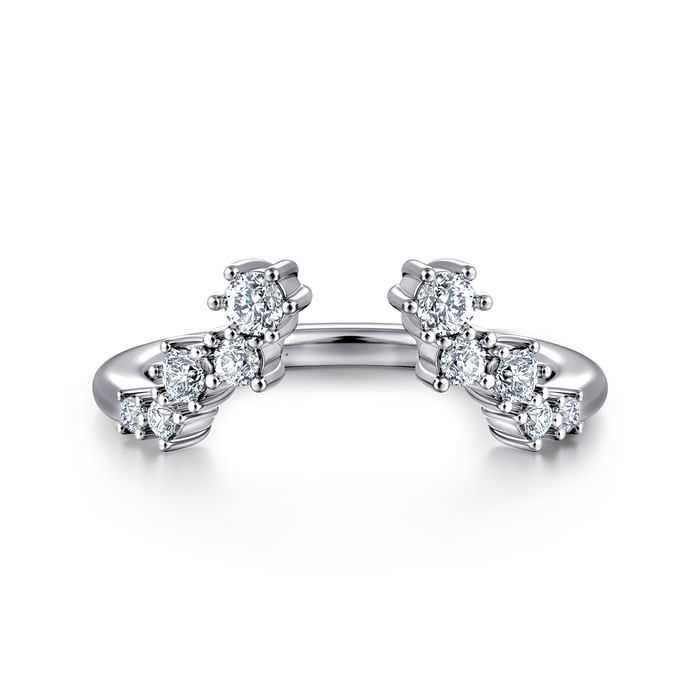 Gabriel & Co. 14K White Gold  Curved Cluster Diamond Ring
