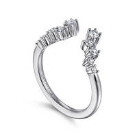 Gabriel & Co. 14K White Gold  Curved Cluster Diamond Ring